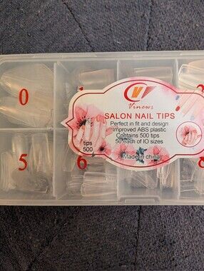 Salon Nail Tips Clear Acrylic False Nails - 500 Pack
